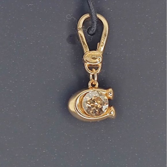 COACH Collectible Signature C Stone Charm Swarovski Crystals Gold Tone - Picture 2 of 7
